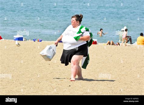 fat woman at the beach